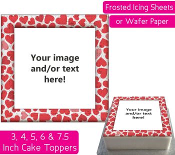 Your Own Personalised Photo - Heart Frame - Square Cake Topper