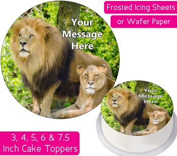 Lion Couple Personalised Cake Topper