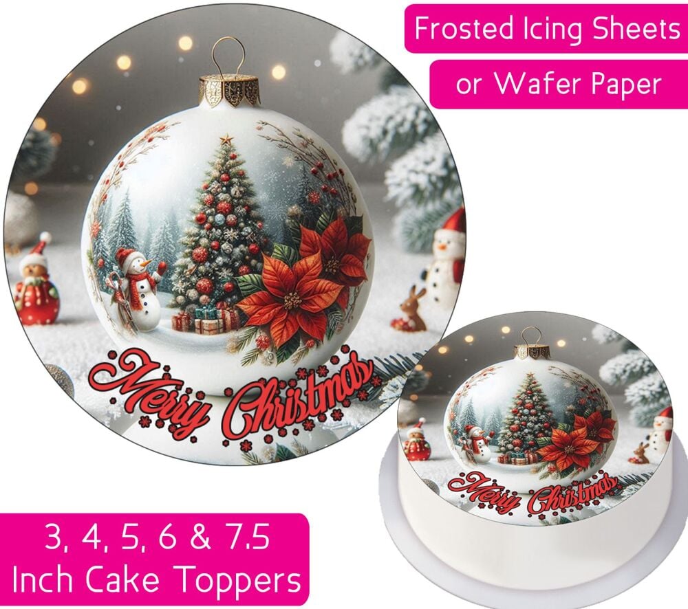 Christmas Tree Winter Bauble Personalised Cake Topper