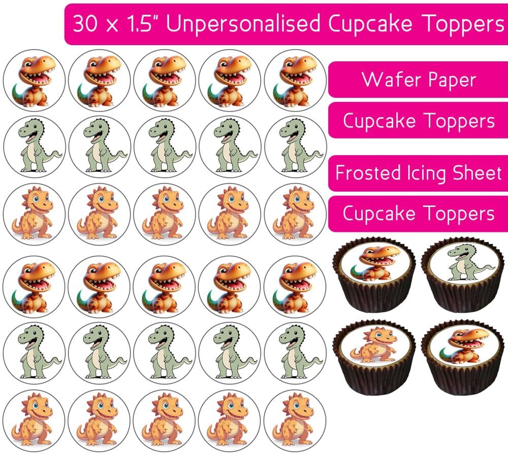 Baby Dinosaur - 30 Cupcake Toppers
