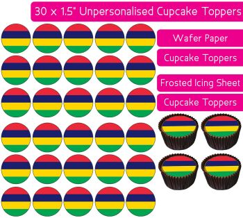 Mauritius Flag - 30 Cupcake Toppers