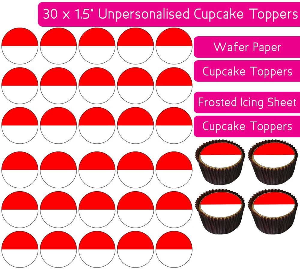 Indonesia Flag - 30 Cupcake Toppers