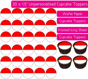 Indonesia Flag - 30 Cupcake Toppers