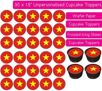 Vietnam Flag - 30 Cupcake Toppers