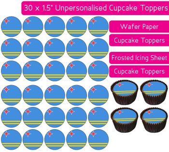 Aruba Flag - 30 Cupcake Toppers