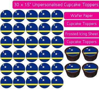Curacao Flag - 30 Cupcake Toppers