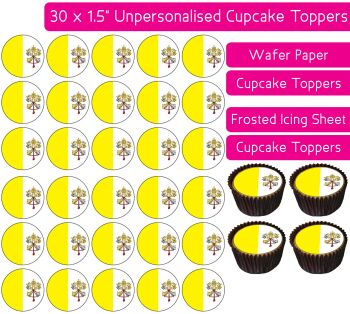 Vatican City Flag - 30 Cupcake Toppers
