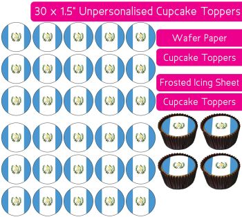 Guatemala Flag - 30 Cupcake Toppers