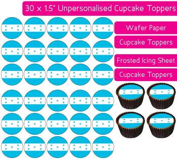 Honduras Flag - 30 Cupcake Toppers