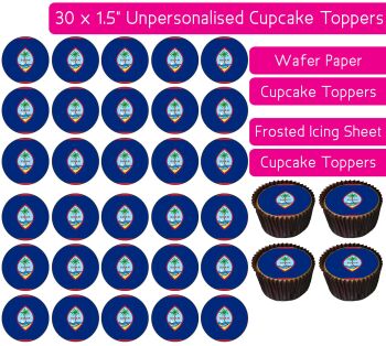 Guam Flag - 30 Cupcake Toppers