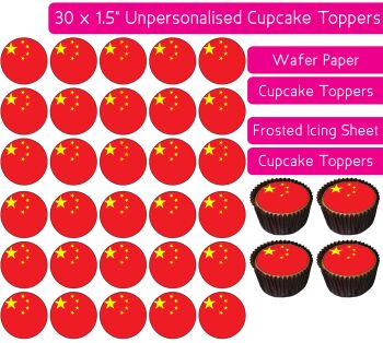 China Flag - 30 Cupcake Toppers