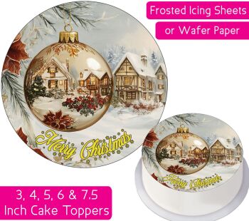 Christmas Vintage Bauble Personalised Cake Topper