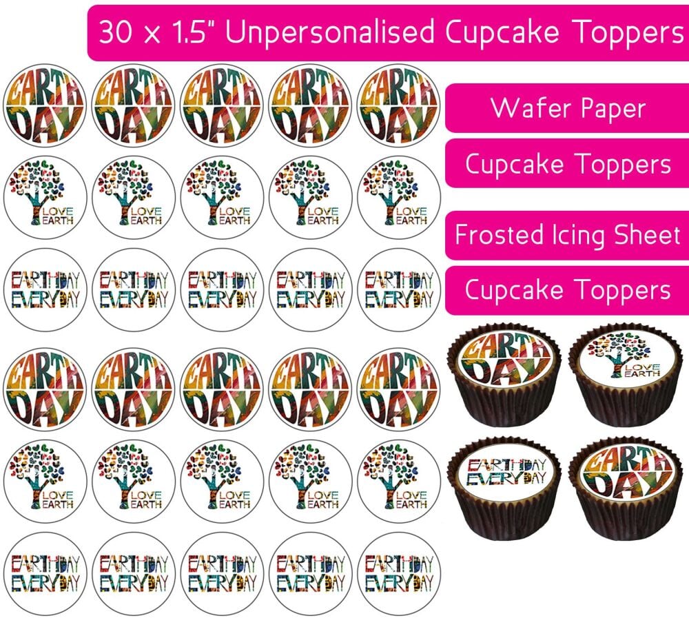 Earth Day - 30 Cupcake Toppers