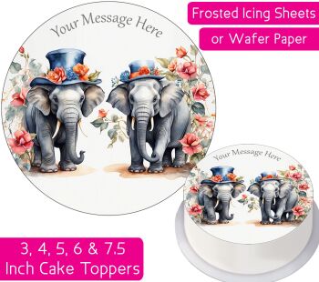 Elephants Fancy Personalised Cake Topper