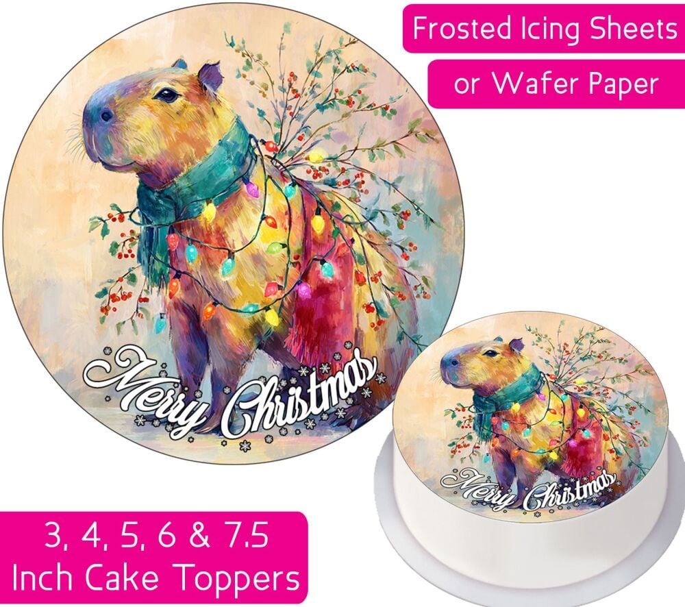 Christmas Capybara Personalised Cake Topper