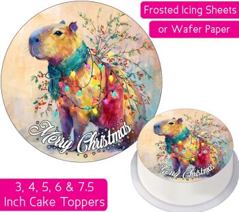 Christmas Capybara Personalised Cake Topper