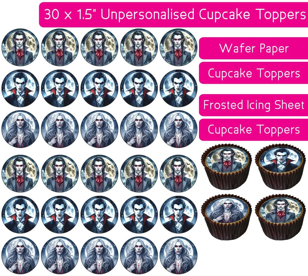 Halloween Vampire - 30 Cupcake Toppers