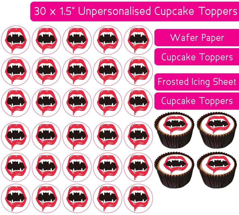 Vampire Mouth - 30 Cupcake Toppers