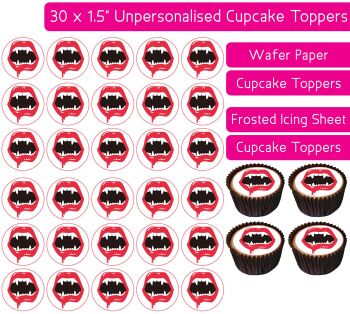 Vampire Mouth - 30 Cupcake Toppers