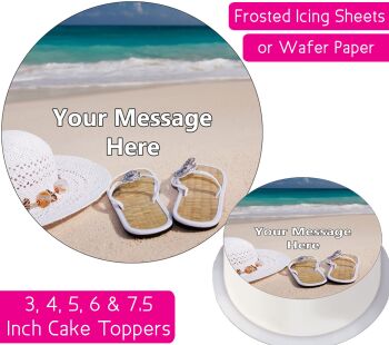 Holiday Sandals Hat Personalised Cake Topper
