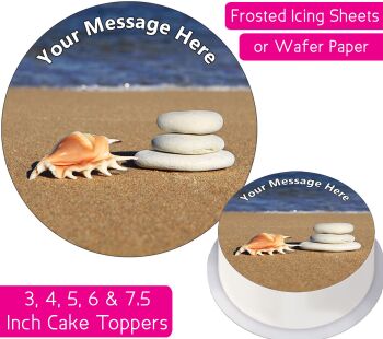Beach Stones Shell Personalised Cake Topper