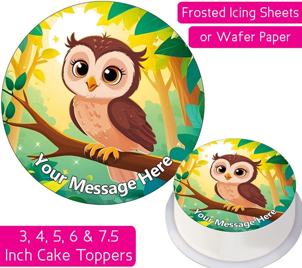 Cute Baby Owl Personalised Cake Topper