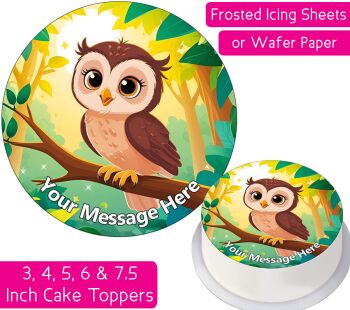 Cute Baby Owl Personalised Cake Topper