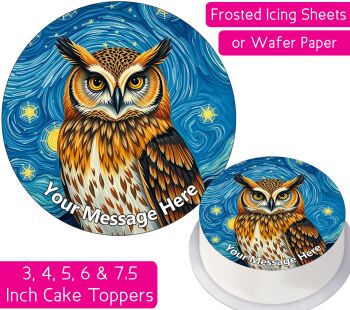 Owl Starry Night Personalised Cake Topper