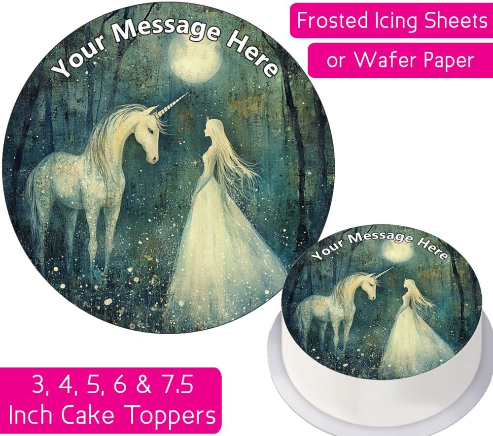 Fantasy Unicorn Princess Personalised Cake Topper