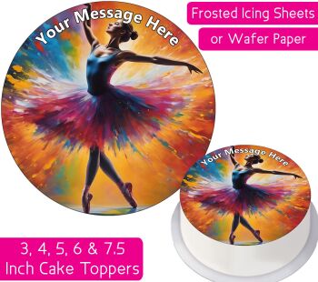 Ballet Ballerina Rainbow Paint Personalised Cake Topper
