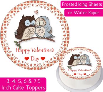 Valentines Owl Couple Personalised Cake Topper