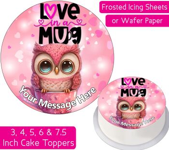 Love In A Mug Owl Personalised Cake Topper