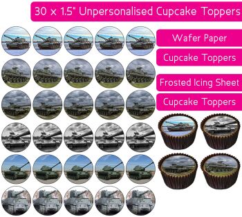 Army Tank - 30 Cupcake Toppers
