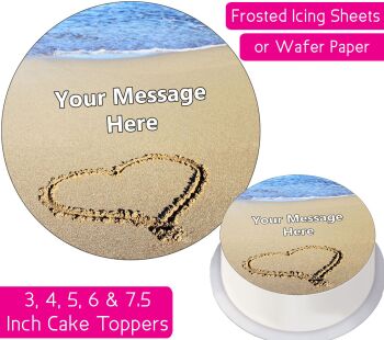 Beach Sand Heart Personalised Cake Topper