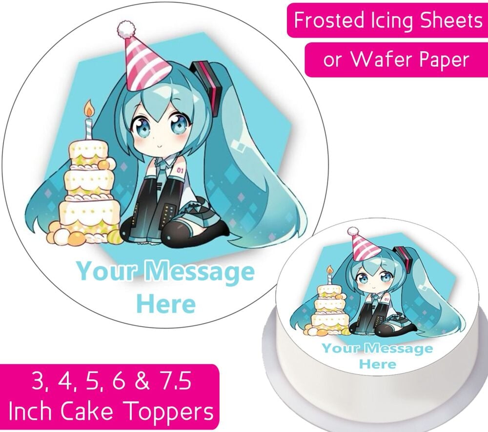 Hatsune Miku Anime Birthday Personalised Cake Topper