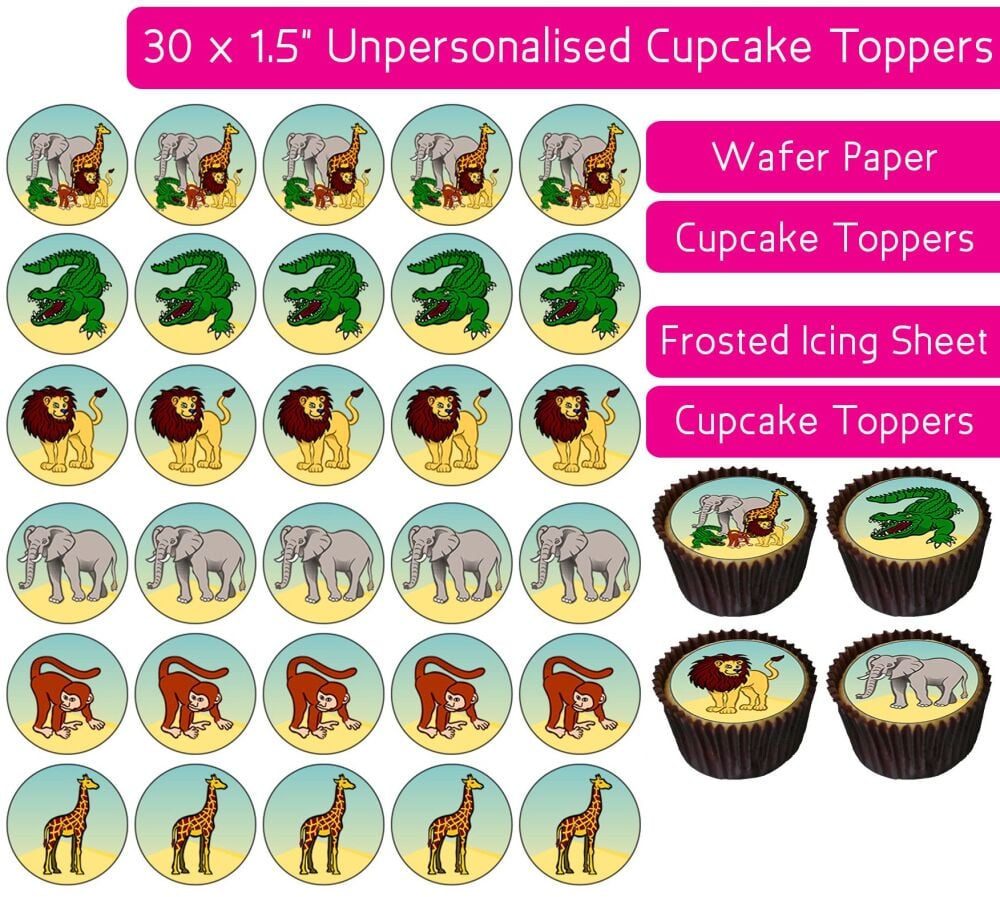 African Animals - 30 Cupcake Toppers