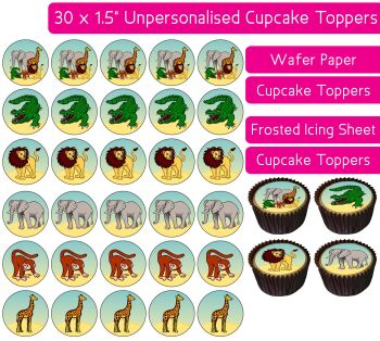 African Animals - 30 Cupcake Toppers
