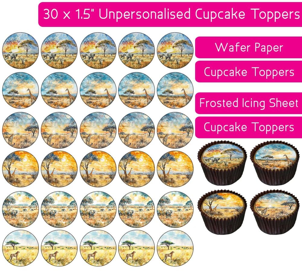 African Savannah - 30 Cupcake Toppers