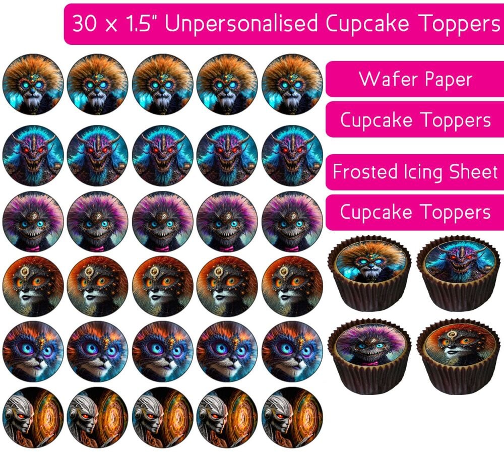 Fantasy Creatures - 30 Cupcake Toppers