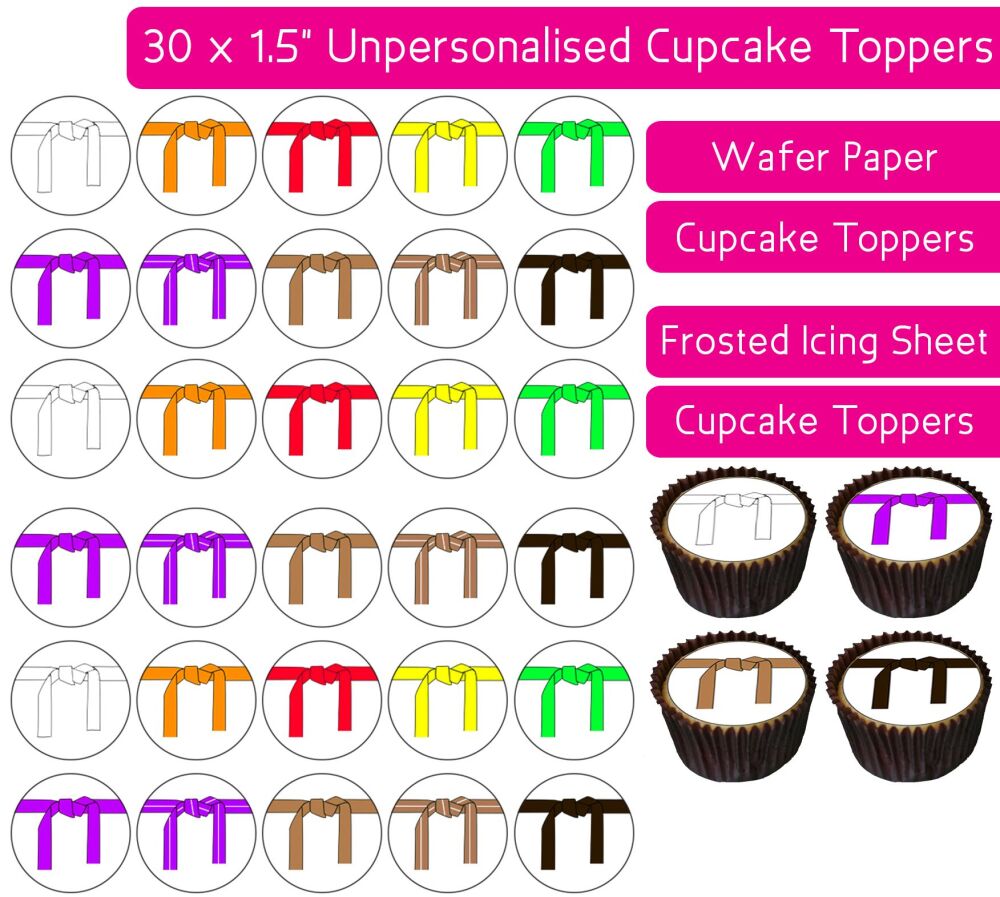 Karate Belt - 30 Cupcake Toppers