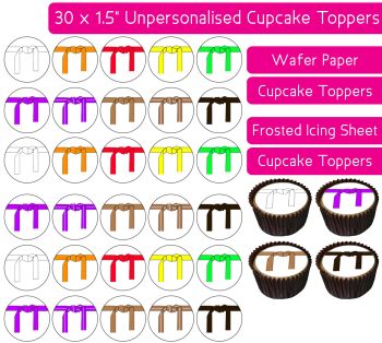 Karate Belt - 30 Cupcake Toppers