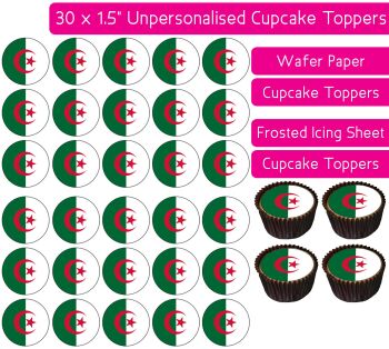 Algeria Flag - 30 Cupcake Toppers