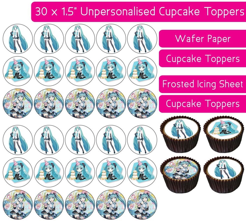 Hatsune Miku - 30 Cupcake Toppers