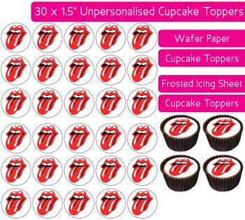 Rolling Stones Lips  - 30 Cupcake Toppers