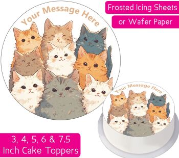 Cute Cartoon Cats Personalised Cake Topper