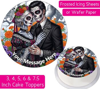 Day Of The Dead Couple Personalised Cake Topper