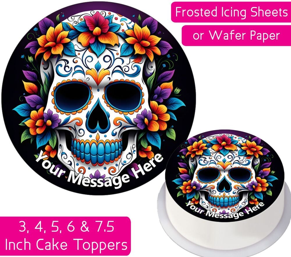 Sugar Skull Rainbow Personalised Cake Topper