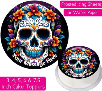 Sugar Skull Rainbow Personalised Cake Topper