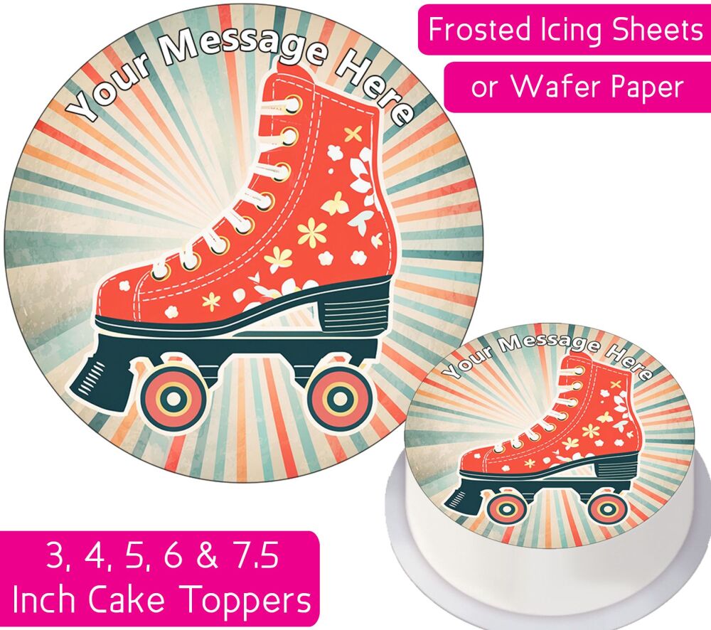 Retro Roller Skates Disco Personalised Cake Topper