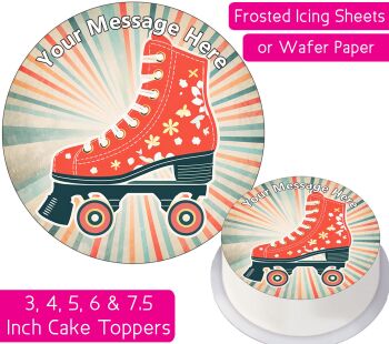 Retro Roller Skates Disco Personalised Cake Topper